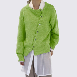 Button-Front Ribbed Cardigan for Women