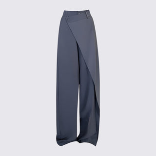 Gray wide-leg pants on a light gray background