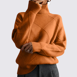 Roll-Neck Ribbed Sweater for Women