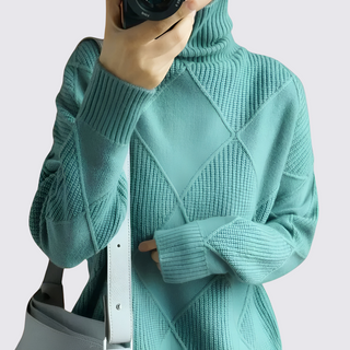 Roll-Neck Ribbed Sweater for Women