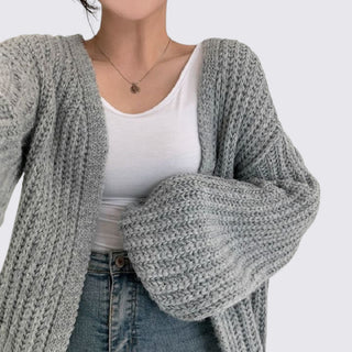 Open-Front Ribbed Cardigan for Women