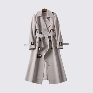 Gray trench coat on a white background