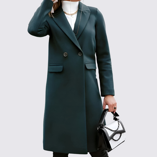 Knee-Length Notch-Lapel Coat for Women