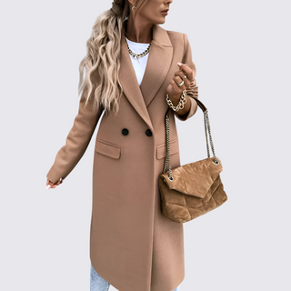 Knee-Length Notch-Lapel Coat for Women