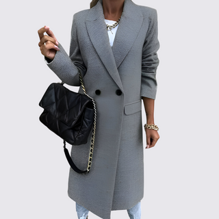 Knee-Length Notch-Lapel Coat for Women