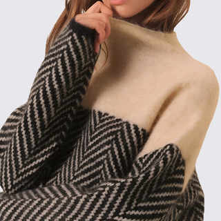 Mock-Neck Patterned Sweater for Women
