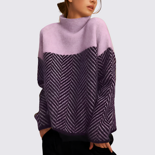 Mock-Neck Patterned Sweater for Women
