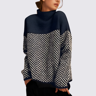 Mock-Neck Patterned Sweater for Women
