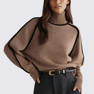 Roll-Neck Raglan Sweater for Women